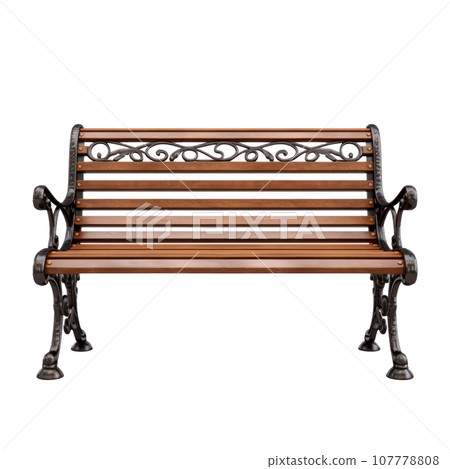 Brown wooden bench isolated Brown wooden bench isolated 107778808