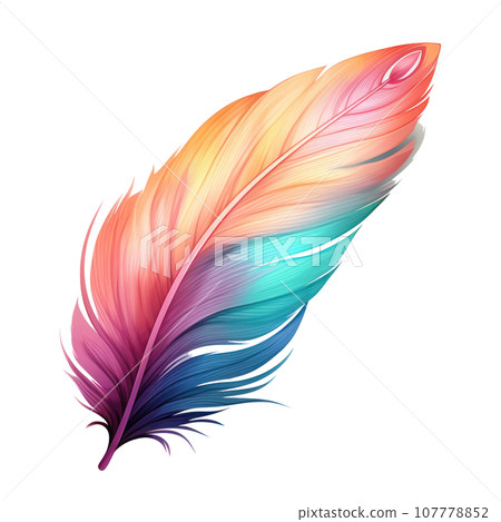 Colorful hand-painted feather isolated on white backgroud 107778852