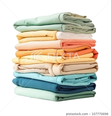 Stack of clean clothes isolated Stack of clean clothes isolated 107778896