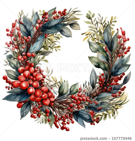 watercolor christmas circle frame isolated watercolor christmas circle frame isolated 107778946
