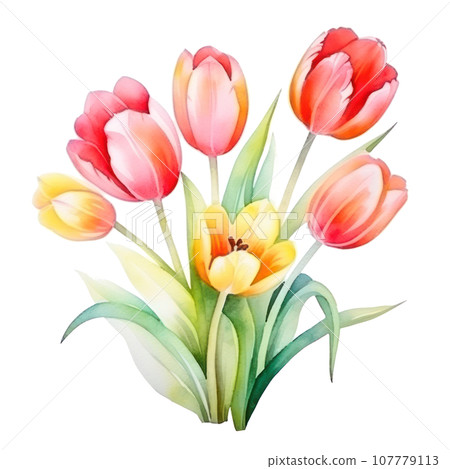 watercolor tulip background isolated watercolor tulip background isolated 107779113