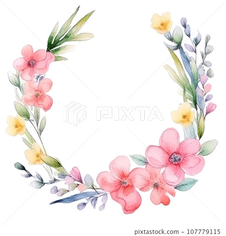 watercolor spring frame isolated watercolor spring frame isolated 107779115