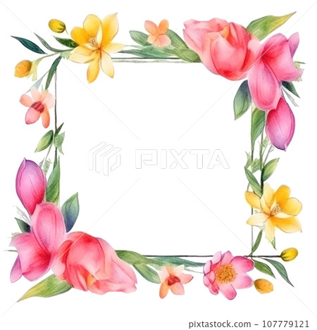watercolor spring frame isolated watercolor spring frame isolated 107779121