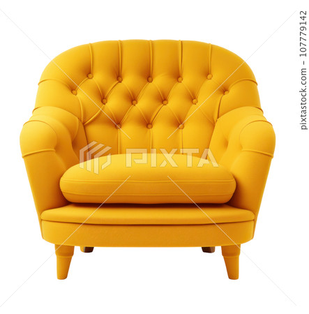 right yellow armchair isolated 107779142