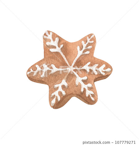 Christmas cookies painted in watercolor. 107779271