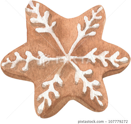 Christmas cookies painted in watercolor. 107779272