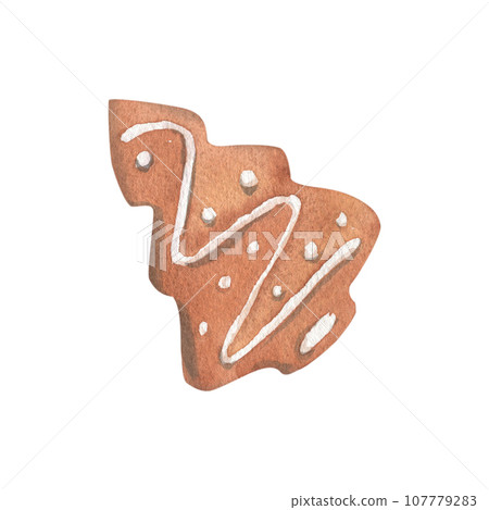 Christmas cookies painted in watercolor. 107779283