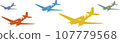 Colorful repeating pattern of 5 DC-47 Troop Carrier. Vector illustration 107779568