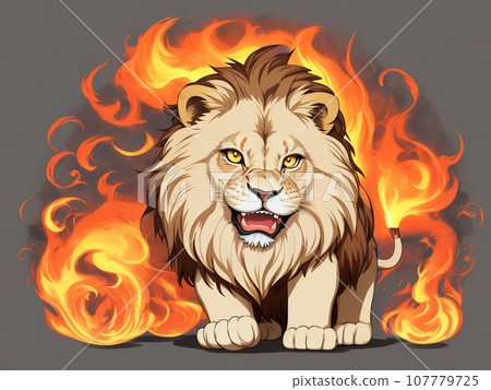 燃燒的獅子（AI圖像） 107779725