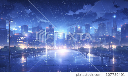 City night view and rainy sky "AI generated image" City night view and rainy sky "AI generated image" 107780401