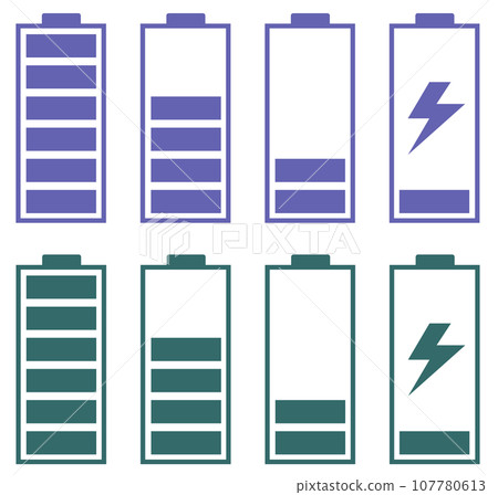 Illustration that displays the voltage and remaining battery power of dry battery types Illustration that displays the voltage and remaining battery power of dry battery types 107780613