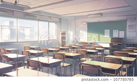 Anime style school illustration classroom “AI generated images” 107780765