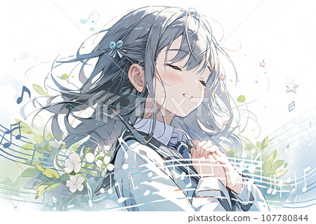 一名高中女生在合唱團俱樂部唱歌的插圖“AI 生成圖像” 一名高中女生在合唱團俱樂部唱歌的插圖“AI 生成圖像” 107780844