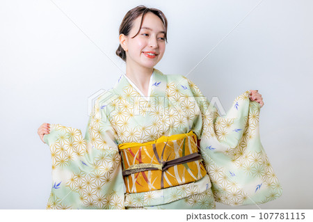 A woman in kimono shape A woman in kimono shape 107781115