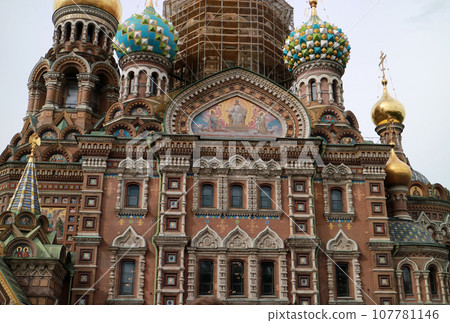 Exterior of the Church of the Savior on Spilled Blood in St. Petersburg Exterior of the Church of the Savior on Spilled Blood in St. Petersburg 107781146