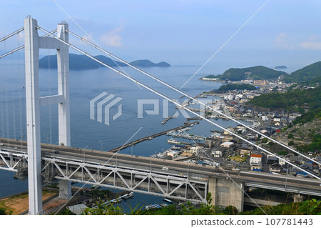 Seto Ohashi Bridge and Shimozu Idanoura Port in Kurashiki City, Okayama Prefecture Seto Ohashi Bridge and Shimozu Idanoura Port in Kurashiki City, Okayama Prefecture 107781443