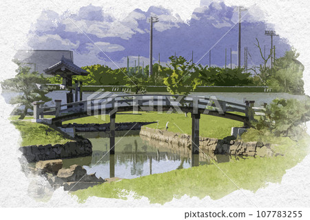 Watercolor style Ako Castle Ninomaru Garden Ako City, Hyogo Prefecture Watercolor style Ako Castle Ninomaru Garden Ako City, Hyogo Prefecture 107783255