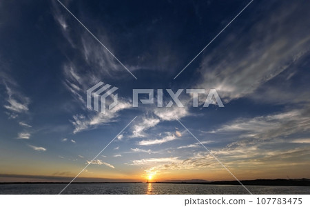 Evening view of the port with various clouds / Autumn / Ultra wide angle / Sky-based / 231004pm 107783475