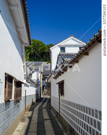 Okayama_Scenery of Kurashiki Bikan Historical Quarter with shining white walls 107784103