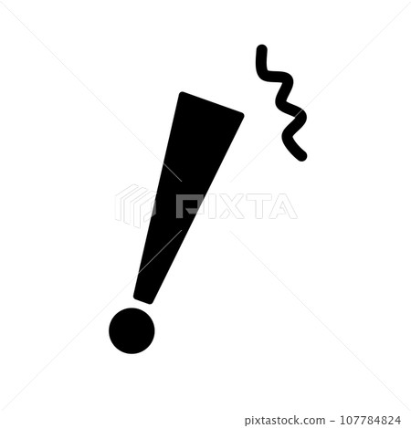 感嘆號剪影圖示。反應圖示。向量。 107784824