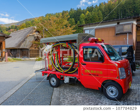 Gifu_Shirakawago water discharge training scene Gifu_Shirakawago water discharge training scene 107784829