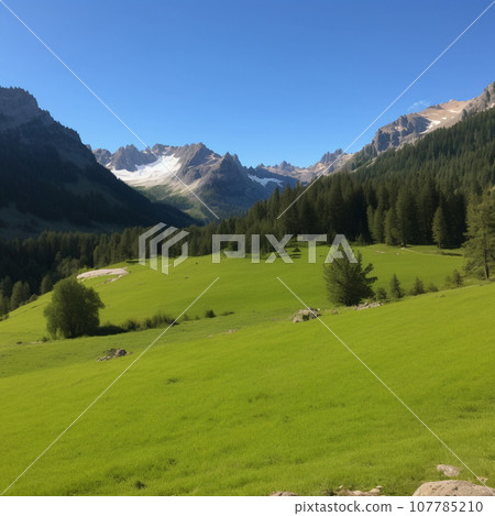 美麗的風景與綠色的草地 107785210