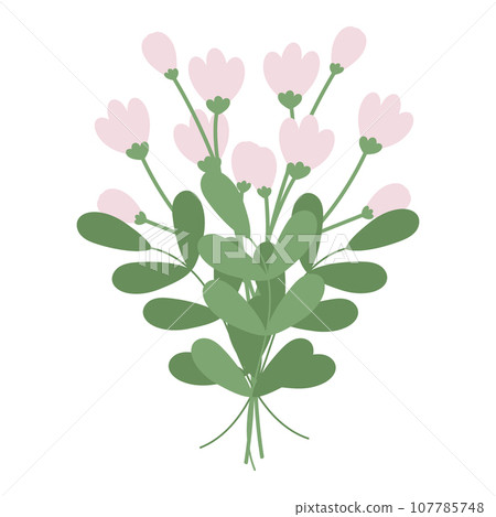 Abstract spring bouquet of twigs and flowers in trendy soft shades green and pink. Hello spring Abstract spring bouquet of twigs and flowers in trendy soft shades green and pink. Hello spring 107785748