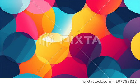 Generative AI, A colorful abstract pattern with overlapping circles 107785828