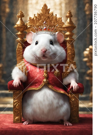 倉鼠國王坐在王座上 107786790