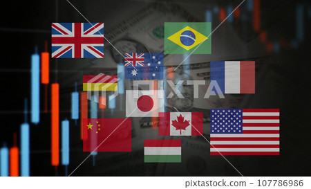 Global economy: image of exchange rates and stock price fluctuations Global economy: image of exchange rates and stock price fluctuations 107786986
