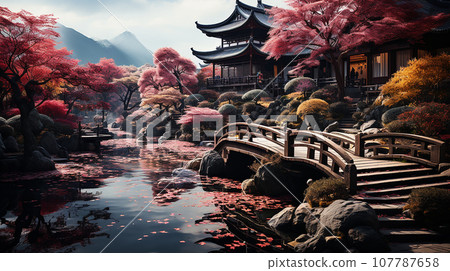 Japanese autumn garden 107787658