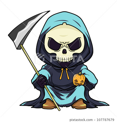 Halloween character (skeleton with sickle and pumpkin) Halloween character (skeleton with sickle and pumpkin) 107787679