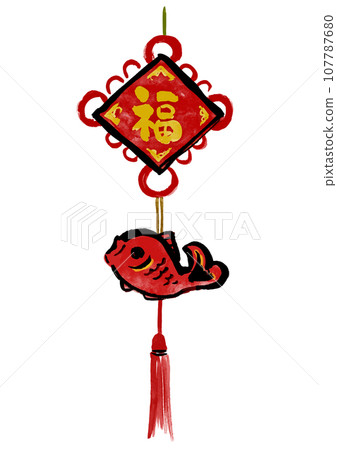 Gorgeous red and gold decoration with Chinese New Year's lucky characters Gorgeous red and gold decoration with Chinese New Year's lucky characters 107787680