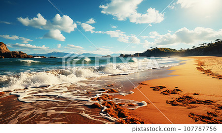 Beautiful sea and sandy beach (AI) 107787756