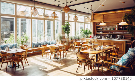Stylish cafe interior background material Stylish cafe interior background material 107788143