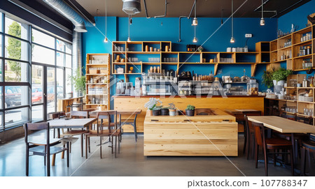 Stylish cafe interior background material Stylish cafe interior background material 107788347