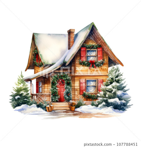 Christmas Winter Scenes Clipart isolated on Transparent Background 107788451