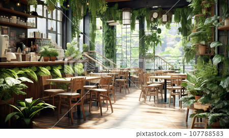 Stylish cafe interior background material Stylish cafe interior background material 107788583