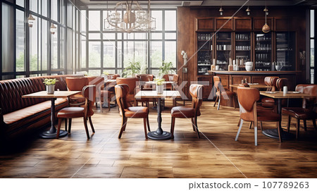 Stylish cafe interior background material Stylish cafe interior background material 107789263