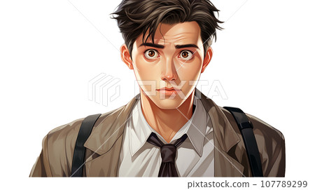 A young businessman with a surprised expression (AI) 107789299