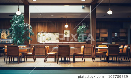 Stylish cafe interior background material Stylish cafe interior background material 107789889
