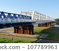 橫跨多摩川的青花桁架橋（興建中的日野橋） 107789963