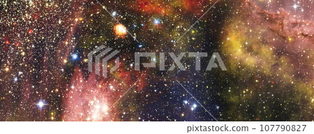 Multicolor outer space. Star field and nebula in deep space many light years far from planet Earth. Elements of this image furnished by NASA. Multicolor outer space. Star field and nebula in deep space many light years far from planet Earth. Elements of this image furnished by NASA. 107790827