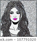 一個有著令人印象深刻的黑白和紅色的女人的插圖 一個有著令人印象深刻的黑白和紅色的女人的插圖 107791020