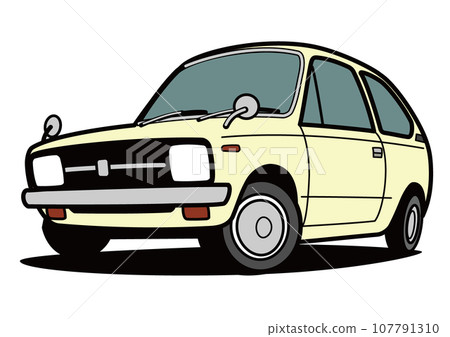 懷舊輕型車淺黃車插畫 107791310