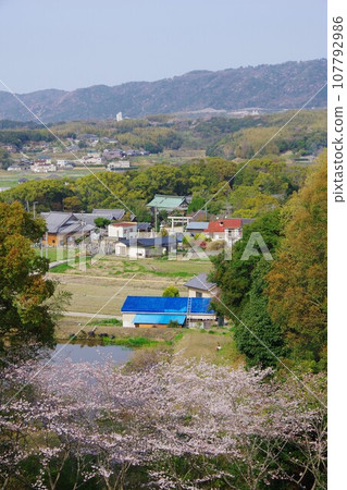 Awaji City, Hyogo Prefecture, looking towards Izano Shrine and Parche Fragrance Hall from Fragrance Park Awaji City, Hyogo Prefecture, looking towards Izano Shrine and Parche Fragrance Hall from Fragrance Park 107792986