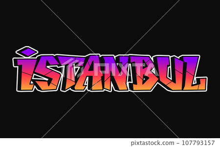 Istanbul - single word, letters graffiti style. Vector hand drawn logo. Funny cool trippy word Istanbul, fashion, graffiti style print t-shirt, poster concept Istanbul - single word, letters graffiti style. Vector hand drawn logo. Funny cool trippy word Istanbul, fashion, graffiti style print t-shirt, poster concept 107793157