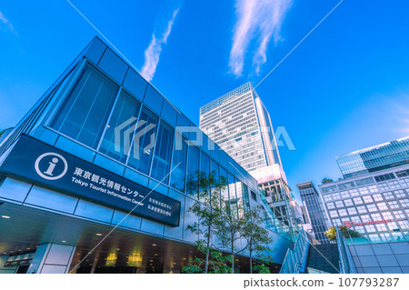 Tokyo cityscape in Japan, looking at the Tokyo Information and Tourism Center located in Busta Shinjuku on the south exit side of Shinjuku Station = October 13th 107793287