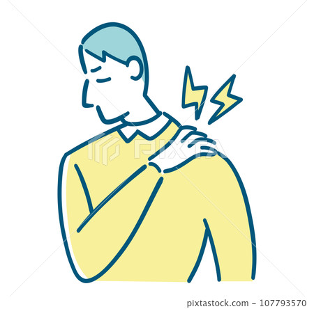 肩痛男子的簡單線條畫圖 107793570