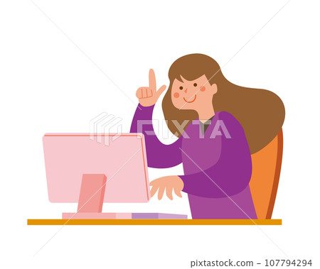 Woman operating PC 107794294